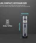 Ti2 EDC Flashlight Tiny But Mighty Pocket Size Keychain Light With 120 Lumen Output Powered By AAA Battery Ultra Lightweight Waterproof And Shockproof For Everyday Carry Black dimensions