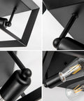 Details of Two Pack Black 11 Inch Semi Flush Mount Ceiling Lights Modern Industrial Square Metal close to ceiling lighting