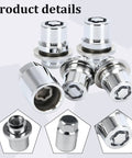 M12 X 1.5 Wheel Lock Lug Nut Set With Key showcasing chrome finish locks, hex key and detailed product view for vehicle tire security.