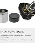 2 Pack Axle Bearing Protectors with Dust Covers, 1.98 Inch Chrome Steel Bars, hub protector components, and gears for trailer wheels
