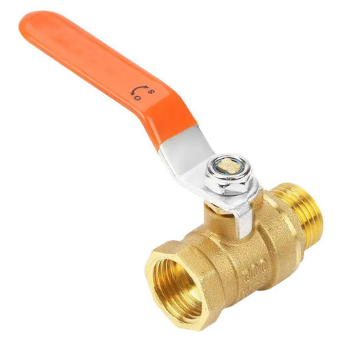 Heavy Duty Brass Ball Valve Half Inch Male And Female Threaded Plumbing Fixture With Hella Reliable Shutoff Control, showing orange handle.