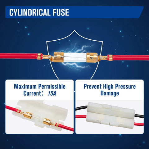 Cylindrical fuse in T-Shape DC Car Power Cable With Beefy 15A Fuse For Yaesu Kenwood ICOM Alinco AnyTone And BTECH CB Mobile Radio Connectors