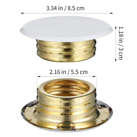 Top Shelf Heavy Duty 4 Piece Fire Sprinkler Covers For Ceiling Rooms Slim Hidden Plates Block Dust And Guard Against Sneaky Impacts While Keeping Your Space Pristine Indoors - 3.34 in white cover with gold base.