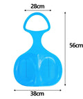 Dimensions of Blue Snow Sled For Kids And Adults, Downhill Toboggan Sledge For Winter Fun, Flexible PP Plastic