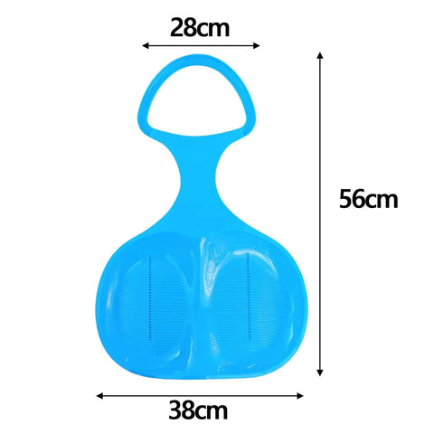 Snow Sled For Kids And Adults Outdoor Toboggan Sledge With Cold Resistant Flexible PP Easy Grip Handle Durable Winter Sliding Gear All Terrain Snow Ride 56 By 38 By 28 Cm Blue Family Friendly Winter Fun For Park Backyard, top view.