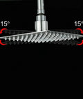 Premium Led Thermostatic Shower Combo With Air Injection Massage Head angled showerhead showing 15 degree rotation.