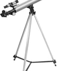 Starwatcher 50mm Refractor Telescope For Beginners With 600mm Focal Length And Coated Optics on tripod, ideal for sky watching.