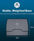 Dimensions of Two Tier Standing Desk Converter With Dual Handle Lift For Monitors And Accessories, 36 Inch Wide Sit Stand Riser