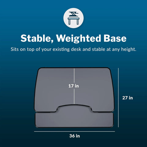 Dimensions of Two Tier Standing Desk Converter With Dual Handle Lift For Monitors And Accessories, 36 Inch Wide Sit Stand Riser