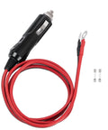 Rock Solid Heavy Duty Male Cigarette Lighter Plug With Led Indicator And 15 Amp Safety Fuse Built Tough Power Cord With Three Foot Thick Wiring For Car Inverters Air Compressors And 12 Volt Gear, showing black plug and 3 ft cables.