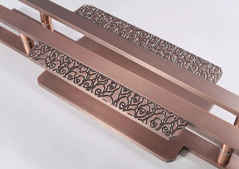 Heavy Duty Aluminum Door Handle For Interior And Exterior Use, Dual Sided Push Pull Barn Style Door Handle For Sliding Glass Doors, Rose Gold