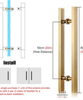 Gold Barn Door Pull Handle for Sliding Doors, Modern Square H Shape, Durable 304 Stainless Steel, 32 Inch 80 Cm Length