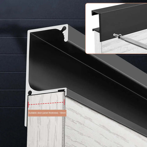 Black Aluminum Cabinet Handles G Type Pulls Concealed Door Knobs Finger Edge Pulls for 18mm Door Panel
