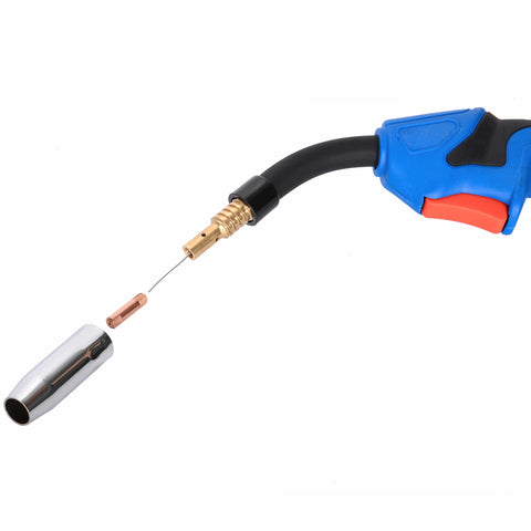 Close-up of 200 Amp MIG Welder 110V 220V 4 In 1 Gas MIG Flux Core Lift TIG And Stick Welding Machine welding torch nozzle