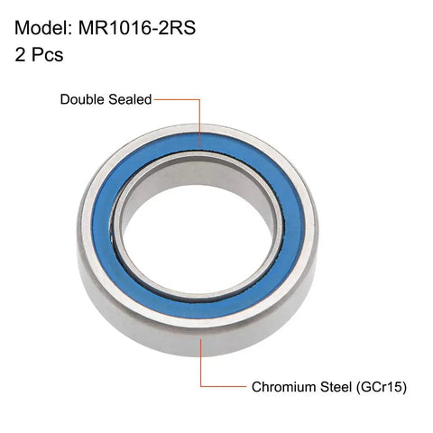 Double Sealed Chrome Steel Deep Groove Ball Bearings 10mm 16mm 4mm MR1016 2RS 2 Pack P0 ABEC 1 in Chromium Steel GCr15