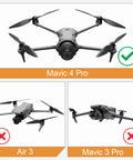 Comparison of Mavic 4 Pro with checkmark, below Air 3, and Mavic 3 Pro. Replacement Front Landing Gear Leg For Mavic 4 Pro Drone Swap.