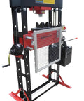 50 Ton Electric Hydraulic Shop Press With Adjustable Carriage Height And Carriage Winch, Precise Pressure Gauge, Beefy Heavy Duty Auto And Metalworking Press For Tough Jobs, Industrial Grade Steel Frame