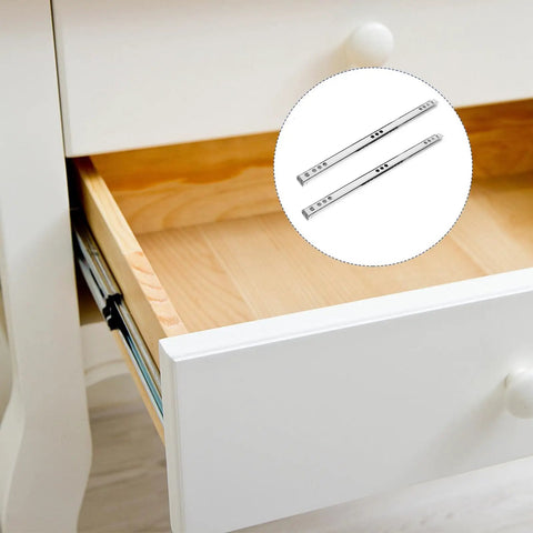 17mm Wide Two Way Drawer Slide Rail 342mm Length, Cabinet Miniature Steel Ball Bearing Slides, easy install on white drawer