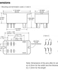 Technical diagram of DPDT 12V DC 30A Power Relay Pack Of 2 For General Purpose Applications Dual Pole Double Throw Relay dimensions and pin layout.