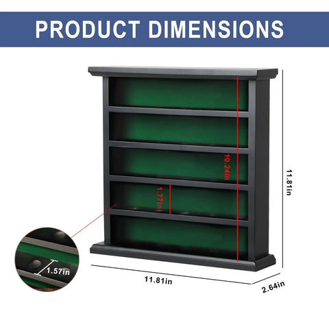 25 Golf Ball Display Case Wall Mount Rack For Golfers Black Wooden Ball Holder with dimensions 11.8x11.8x2.64 inches