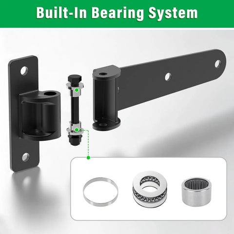 Heavy Duty Gate Hinges 1000 Lbs Reinforced Steel Strap Hinges For Farm And Driveway Gates 2 Pack Prevent Sagging Fits Wooden And Fence Gates 6mm Solid Steel, built-in bearing system