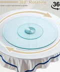 Large 43 Inch Lazy Susan Tempered Glass Turntable For Dining Table Heavy Duty Kitchen Rotating Serving Tray Featuring Slick Spin Anti Tilt Base with 360 rotation.