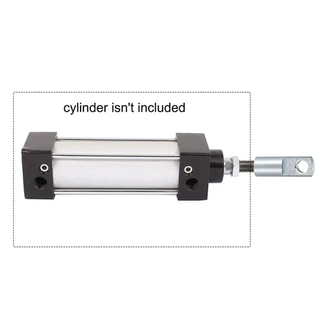 Air Cylinder Rod Clevis End I Type Connector With M20x1.5 Female Thread, 97mm Length, 80mm Bore, 20mm Hole Diameter, Beefy Alloy Construction For Pneumatic Cylinders, SC Standard Fittings, Great For Custom Linear Actuator Setups, shown mounted to cylinder rod