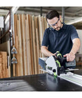 Cordless Circular Saw Packs Serious Punch With 18V To 36V Dual Voltage Switch And Included 5.2 Ah Battery delivering precise cuts on a worktable.