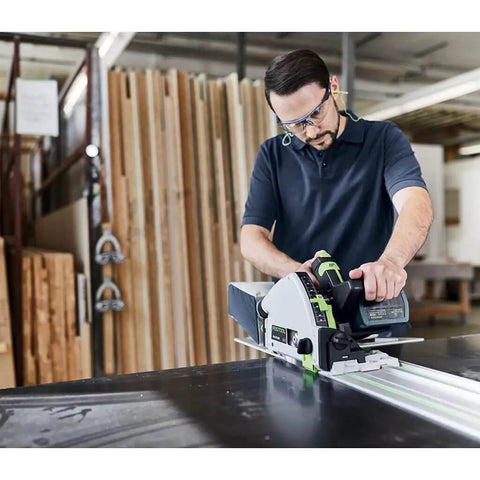 Cordless Circular Saw Packs Serious Punch With 18V To 36V Dual Voltage Switch And Included 5.2 Ah Battery delivering precise cuts on a worktable.