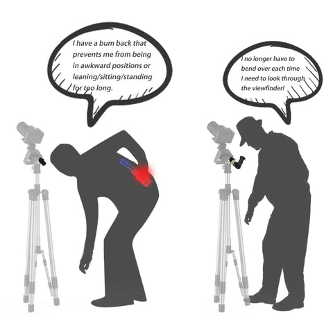 Silhouette showing use of Rock Solid Right Angle Viewfinder With Metal Adapter for comfort during polar alignment.