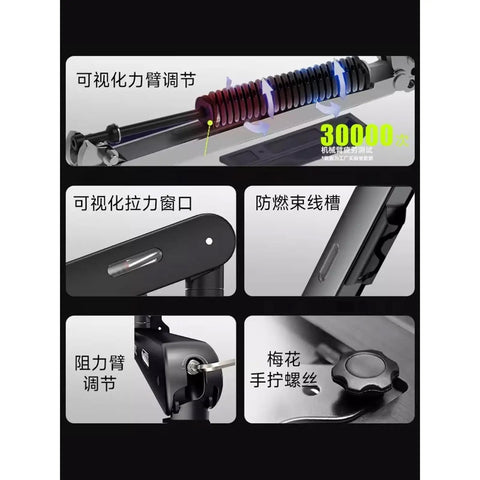 Detailed view of High Grade Dual Monitor Mount With Fully Articulating Desk Arm for height adjustment and ergonomic design.