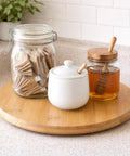 14 Inch Handmade Bamboo Lazy Susan Organizer With No Fuss 360 Degree Turntable For Kitchen Pantry And Tabletop Storage Ideal