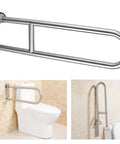 Sturdy 31.4 Inch Stainless Steel Handicap Grab Bar Wall Mounted with Flip Up Toilet Rail for shower and bath safety.