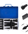 Heavy Duty Motorcycle Wheel Bearing Puller Kit Featuring 2 Jaw Mechanical Extractor Bearing Separator Tool Good For Bike Repair And Garage Fixes Built Like A Beast To Handle Stubborn Wheels Without Breaking A Sweat Or Spending More Than Necessary. blue steel kit in case
