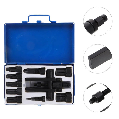 Heavy Duty Motorcycle Wheel Bearing Puller Kit Featuring 2 Jaw Mechanical Extractor Bearing Separator Tool Good For Bike Repair And Garage Fixes Built Like A Beast To Handle Stubborn Wheels Without Breaking A Sweat Or Spending More Than Necessary. blue steel kit in case