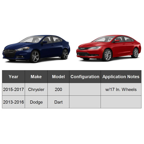 Front Lower Control Arm Replacement Kit For 2015-2017 Chrysler 200 And 2013-2016 Dodge Dart, vehicle comparison image