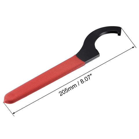 C Hook Spanner Wrench Collet Chuck For 55 To 62mm Round Nut With Red Non Slip Handle Heavy Duty Carbon Steel Black Oxidized Finish