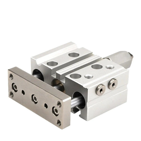 Knockout Quality Three Axis Air Cylinder With Adjustable Stroke And Smooth As Butter Operation For Industrial Automation Projects 16Mm Or 25Mm Bore Ready To Roll side angle view showcasing aluminum cylinder with attachment features.