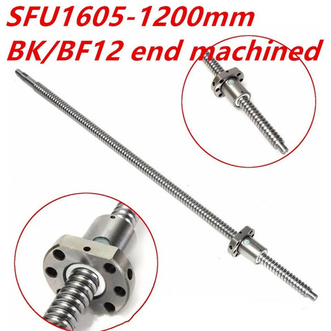 1605 Ball Screw With BK12 BF12 End Machined SFU1605 C7 Right Hand Thread Single Nut For 3D Printers Motion Rails 1200mm