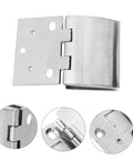Front view: POPETPOP arc hinges, zinc alloy, silver, two-piece set for glass cabinet doors