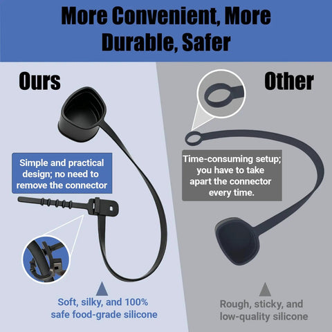 Premium Thick Silicone Charger Port Cover For Tesla Electric Vehicle comparison, showcasing design benefits and durability features.