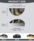 Product size details of Super Stylish Two Pack Galaxy Swirl Fluid Art Gold Dust Cabinet Pulls with 3-inch hole centers in brushed nickel.