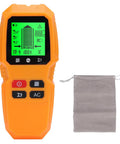 Phefop Wall Scanner Stud Finder 5 in 1 with LCD Display for Cable Metal, orange device with LCD screen and carrying pouch.