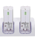 Dual Slot USB Rechargeable Battery Charging Dock For Game Controllers, White Lightweight ABS Build, sleek dual slots