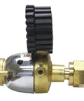 Side view of Patriot Series Oxygen Regulator With A Outlet Connection And 540 CGA Inlet For Welding And Cutting Jobs, High Flow O2 Regulator.