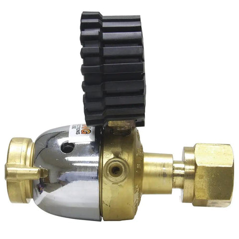 Side view of Patriot Series Oxygen Regulator With A Outlet Connection And 540 CGA Inlet For Welding And Cutting Jobs, High Flow O2 Regulator.