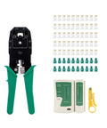 Five Piece Network Tool Set With Crimping Pliers And Crystal Head Sheath, Heavy Duty Tough As Nails DIY Kit, green tools displayed