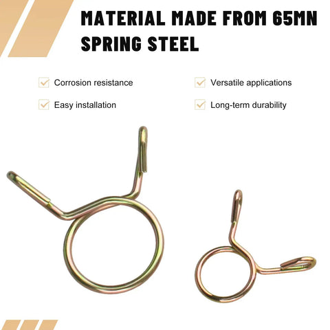 310 Piece Spring Hose Clamps Set 5 To 13mm Nine Sizes Universal Fuel Line Water Pipe Air Tubing Fasteners Kit, two clamps shown
