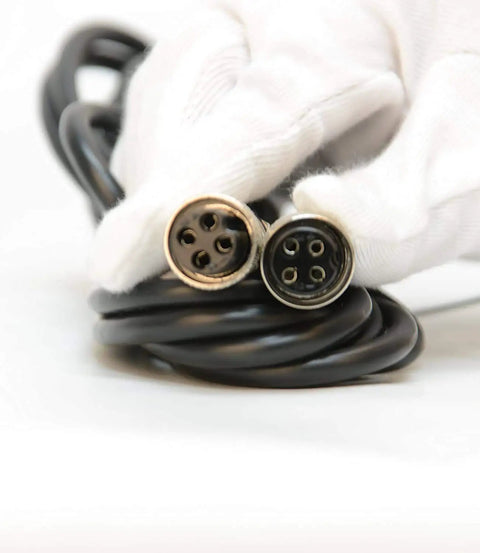 Close-up of 15 Foot Scale Indicator Cable For PS IN202 With 4 Pin Connector, showing connectors and braided cable detail.