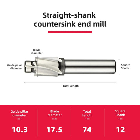M10 Straight Shank Counterbore End Mill Four Flute HSS Drill Bit For Metalworking Pro Grade Heavy Duty 74mm Overall Length 12mm Shank